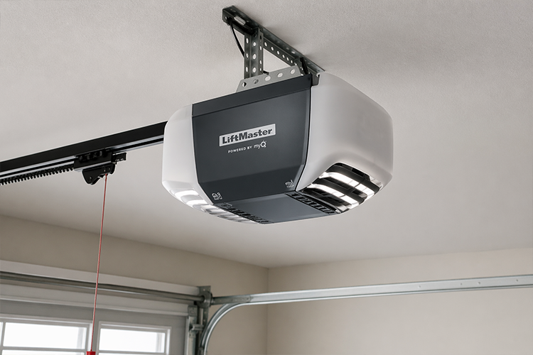 Garage door opener technician working