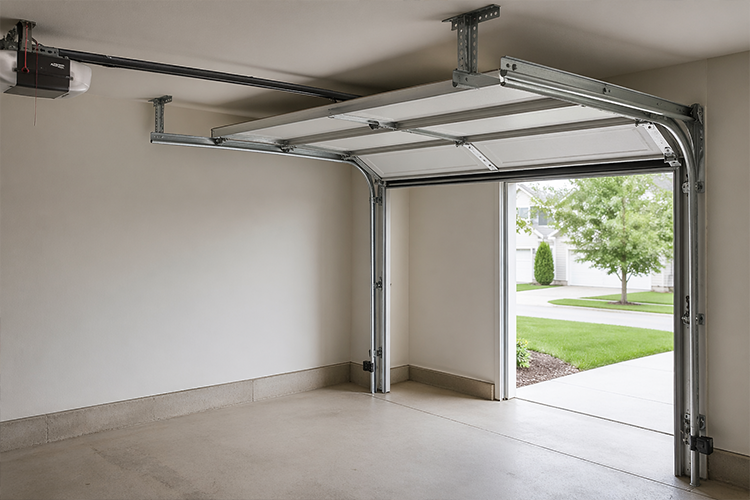 Garage Door Tracks System Inside Residential Garage